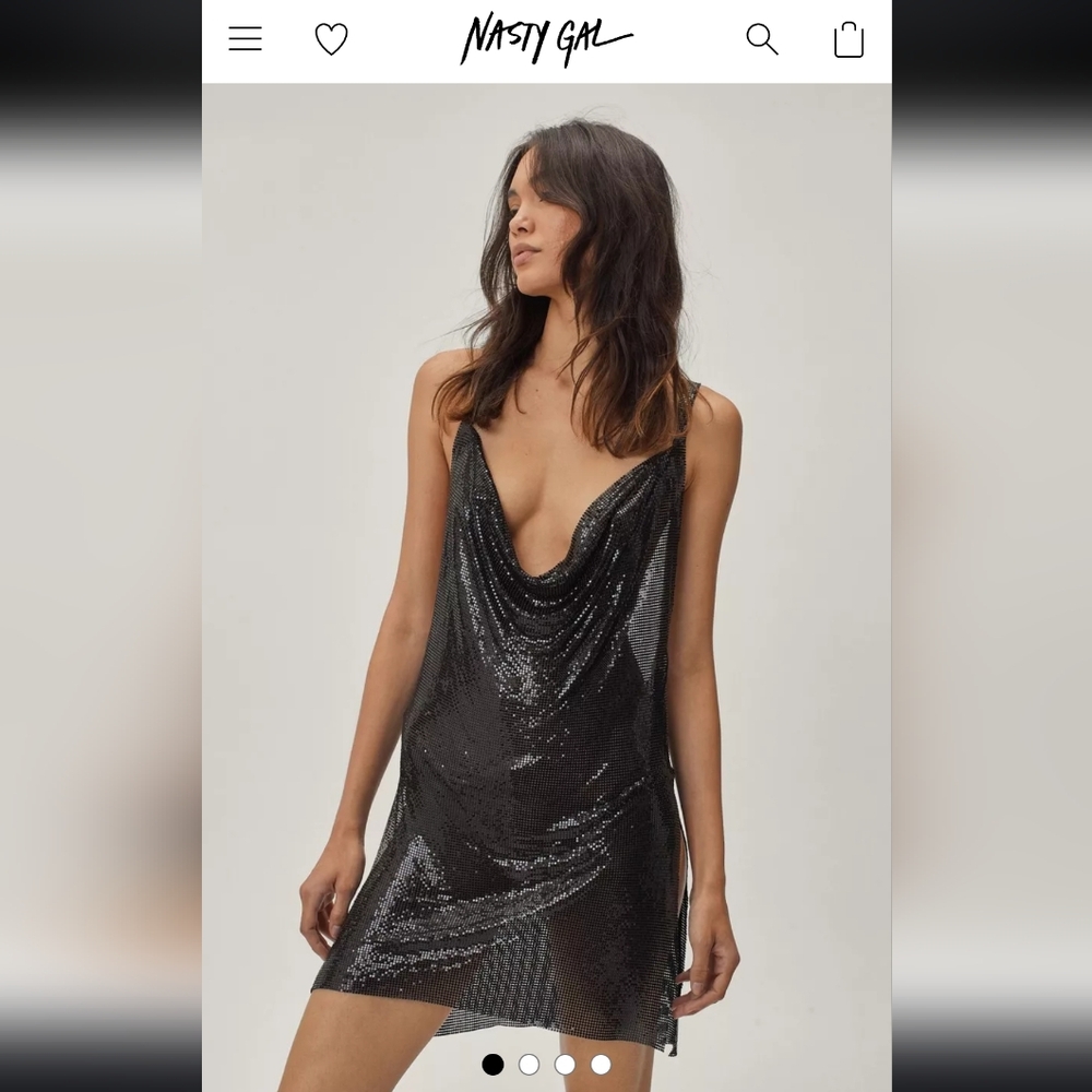 NWT Nasty Gal Chainmail Cowl Neck Mini Dress